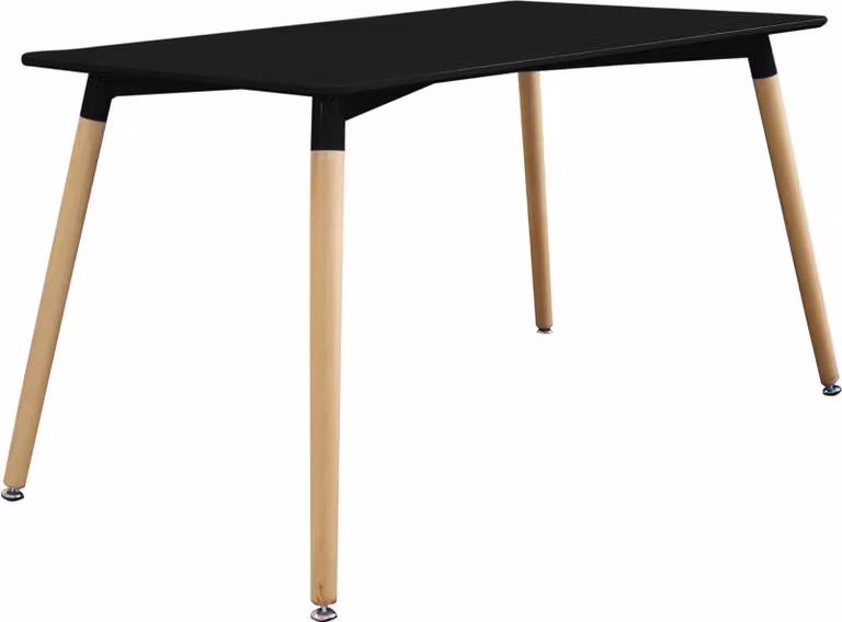 Milani Home - tavolo da pranzo fisso 140 x 80 cm in plastica e legno, nero, stile scandinavo