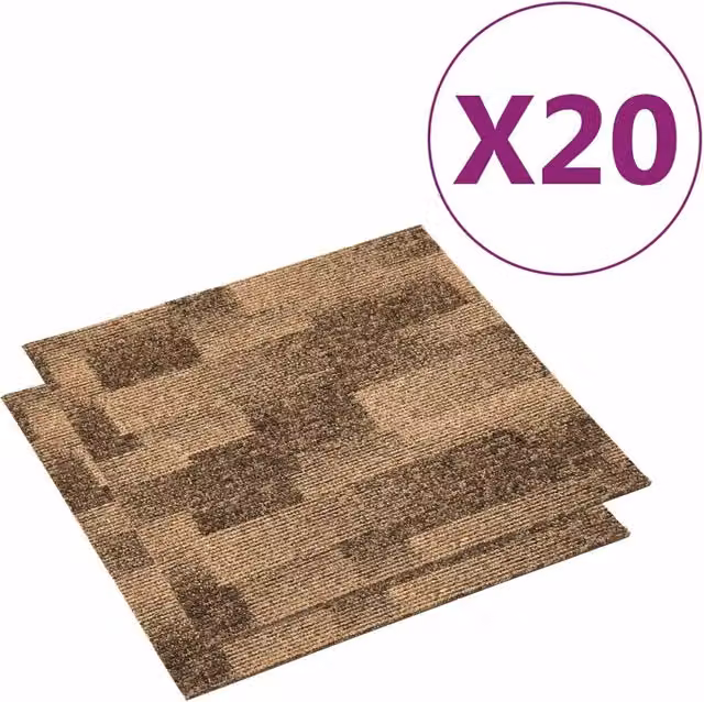 Set di 20 piastrelle di moquette DESIGN IN in polipropilene marrone, L/P: 50 x 50 cm