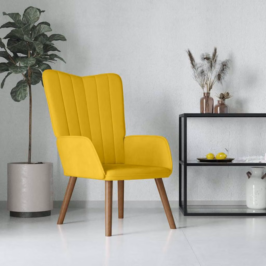 vidaXL Poltrona Relax Recliner in Velluto Giallo con Braccioli e Struttura in Legno e Metallo