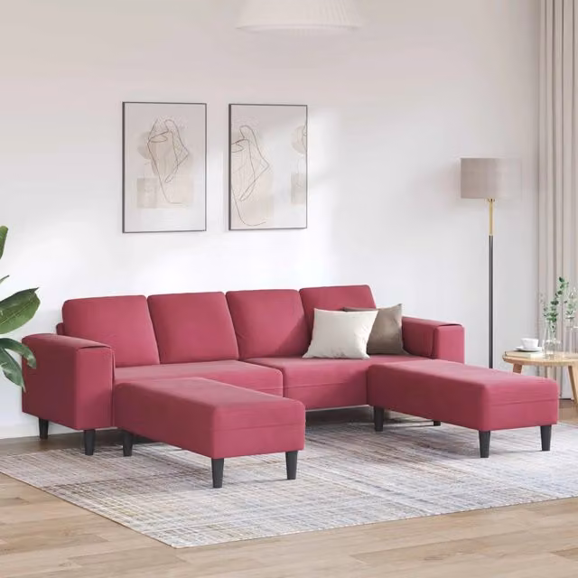 Divano per Soggiorno 3 pz Rosso Vino 3335126