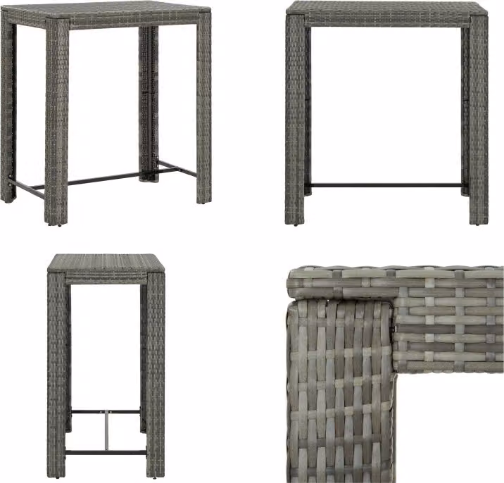 vidaXL Tavolo da bar da giardino grigio 100x60,5x110,5 cm in Poly Rattan - Tavolo da bar - Tavoli da bar - Tavoli da giardino - Tavoli da giardino