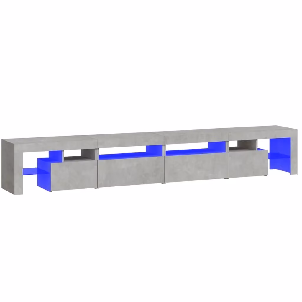 Mobile Porta TV Moderno vidaXL con Luci LED Integrate Grigio, L: 260 cm, P: 40 cm, H: 36,5 cm – 2