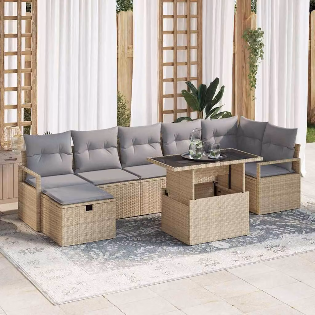 Maison Exclusive - Set da giardino composto da 8 pezzi, divano in rattan sintetico