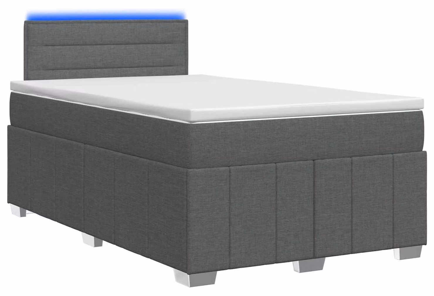vidaXL Letto a molle con materasso grigio scuro 120 x 190 cm tessuto