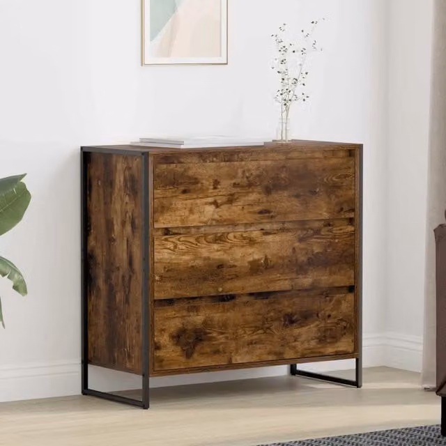 Credenza in stile industrial vidaXL in legno e metallo colore rovere fumo L/P/H: 79 x 36 x 75.5 cm – 1
