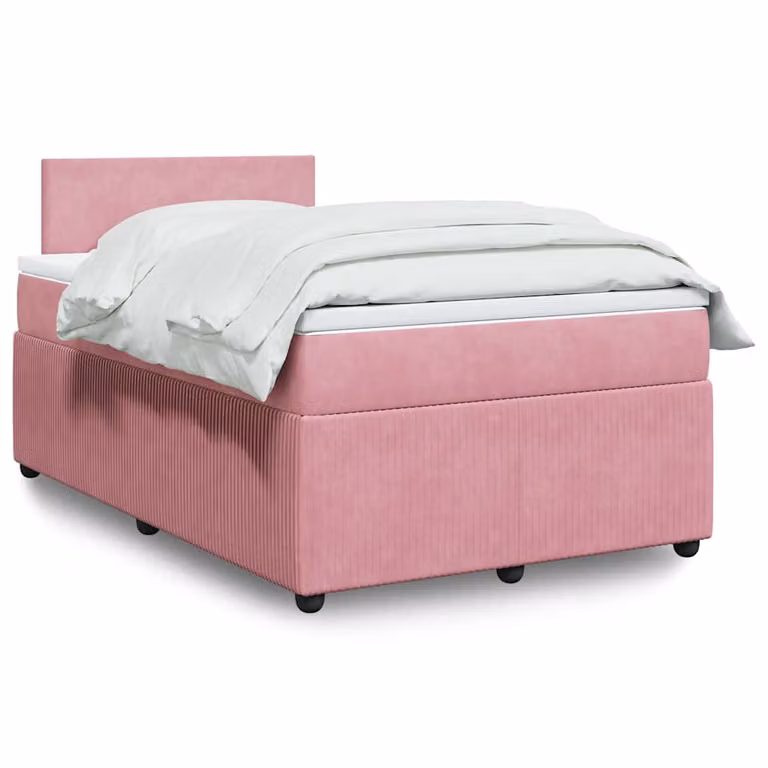 vidaXL Giroletto a Molle con Materasso Ibrido in Velluto Rosa, L/P/H: 120 x 200 cm