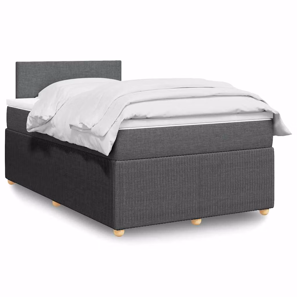 vidaXL Giroletto a Molle con Materasso Ibrido in Tessuto Grigio e Bianco L/P/H: 120 x 200 cm