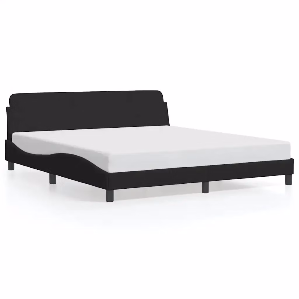 Struttura letto moderna vidaXL in velluto nero con dettagli in legno e metallo L/P/H: 218 x 180 x 74,5 cm – 2