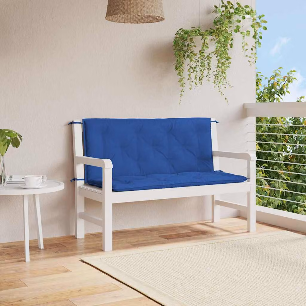 Set di 2 cuscini per panca vidaXL blu in tessuto Oxford impermeabile e traspirante L/P/H: 120 x 50 x 7 cm – 1