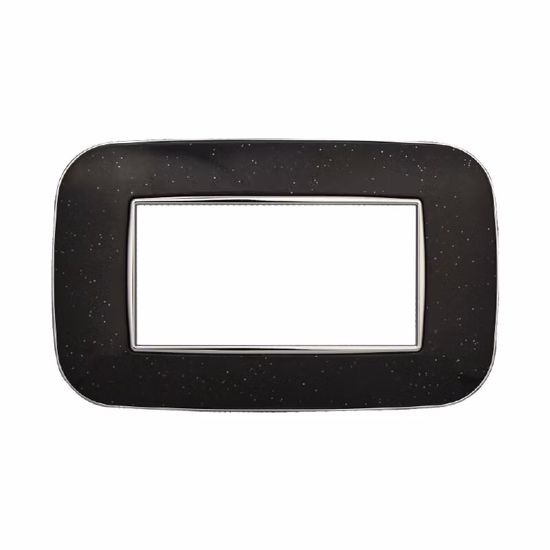 Placca compatibile Bticino Axolute 4 moduli plastica colore nero brillante Orbis serie Moon Ettroit AN91424