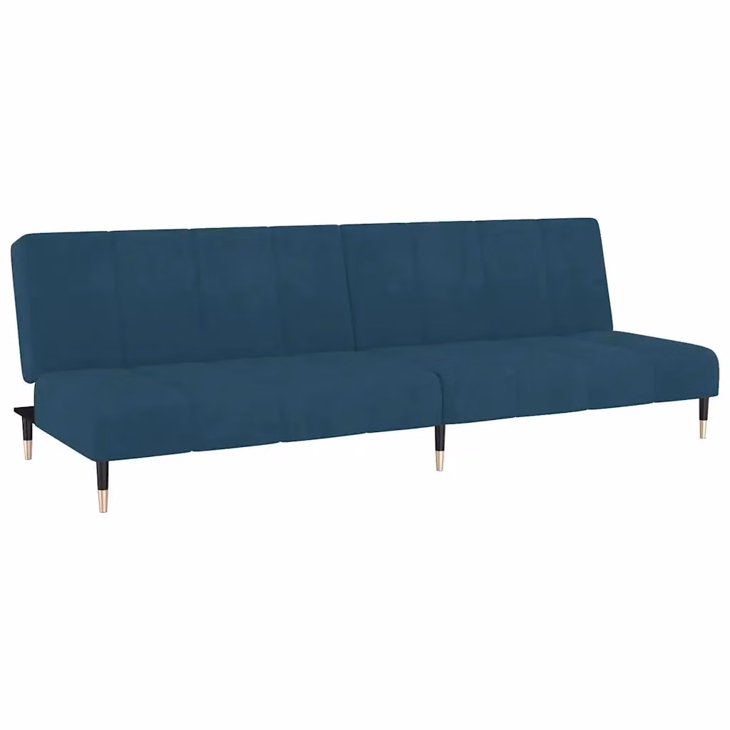 Divano Letto Click-Clack in Velluto Blu vidaXL con Funzione Letto e Poggiatesta Regolabile, L/P/H: 200 x 100 x 84,5 cm – 2