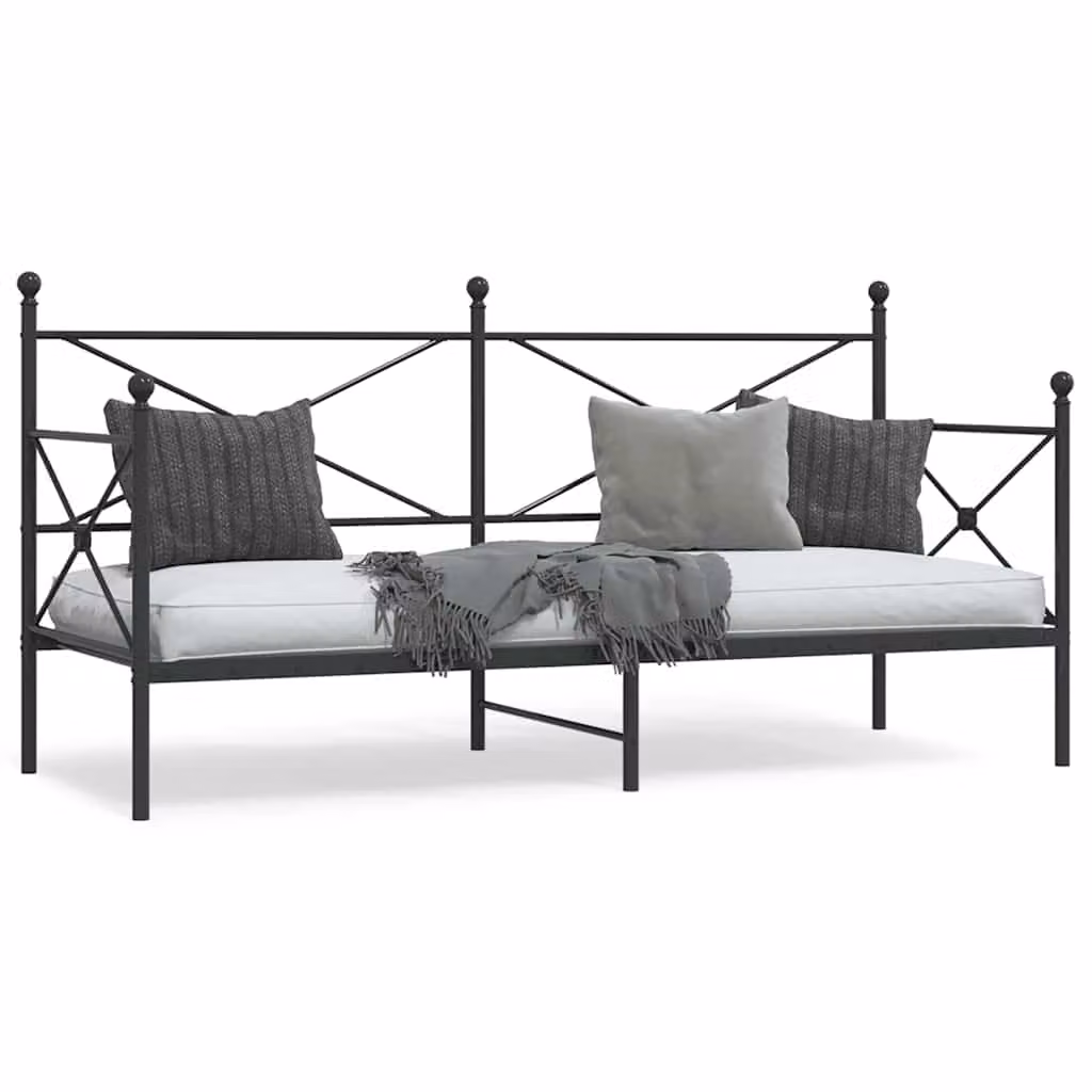 vidaXL Dormeuse in metallo senza materasso nera L/P/H: 200 x 90 x 107 cm