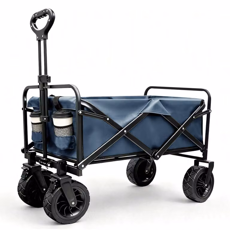 Carrello pieghevole, capacità di 300 litri, ruote off-road da 8 pollici, ideale per giardinaggio e campeggio