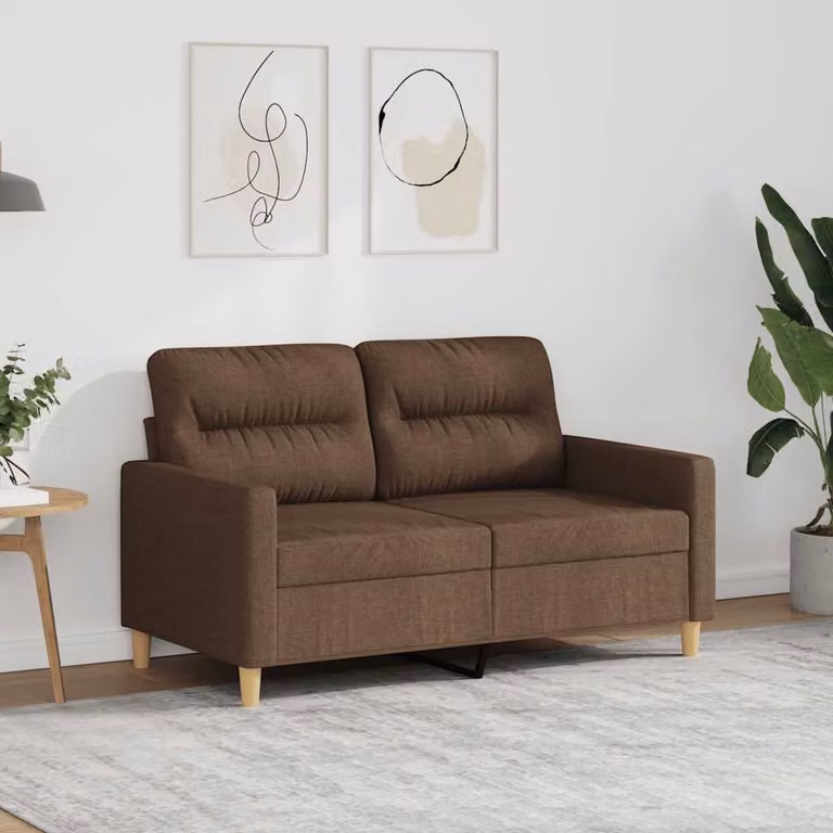 vidaXL Divano a 2 Posti Moderno in Tessuto Marrone con Struttura in Metallo e Imbottitura in Schiuma L: 138 cm, P: 77 cm, H: 80 cm