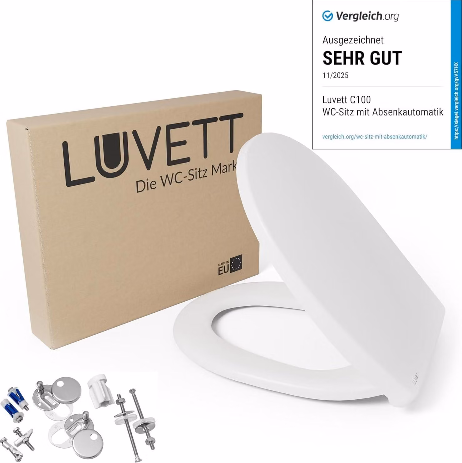 LUVETT® Sedile WC con chiusura ammortizzata C100 ovale universale Copriwater bianco