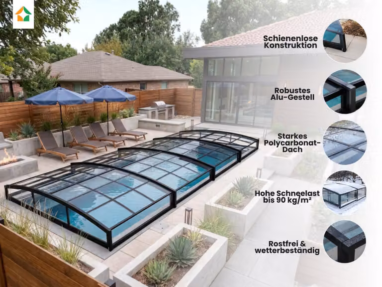 Copertura per piscina Aqualina in alluminio, circa 6,63 x 3,26 x 0,8 m