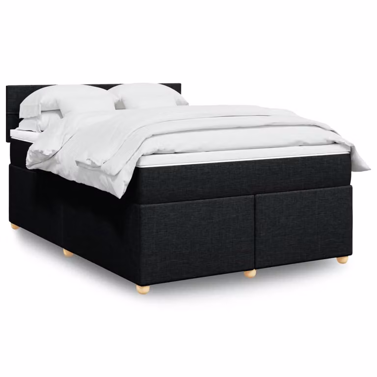 vidaXL Giroletto a Molle Ibrido con Materasso in Tessuto Nero L/P: 160 x 200 cm