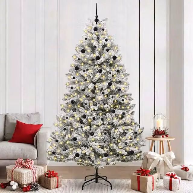 Albero di Natale artificiale vidaXL verde con LED bianco caldo, Altezza: 240 cm, Diametro: 120 cm