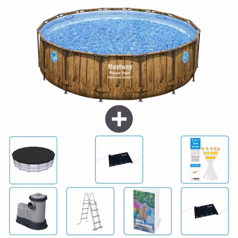 Bestway Power Steel, piscina rotonda - 488x122 cm - composta da 6 parti, modello S562