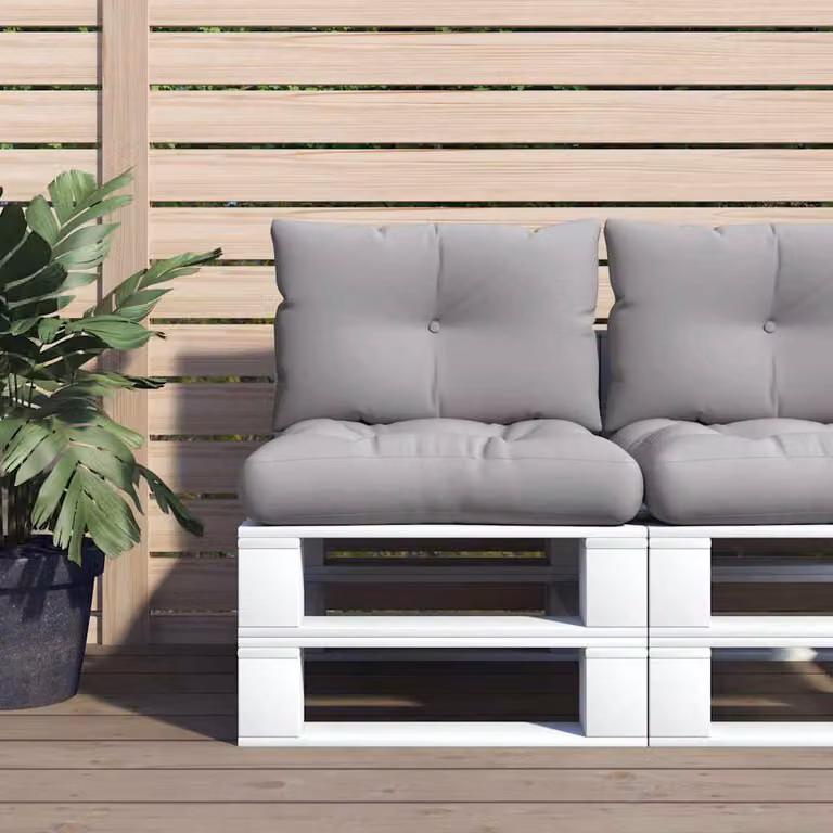 vidaXL Set di 2 Cuscini per Pallet Grigi in Poliestere Idrorepellenti e Resistenti ai Raggi UV