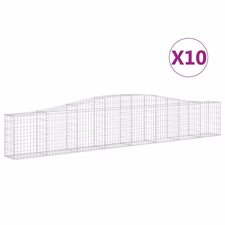 Cesti Gabbioni ad Arco 10 pz 400x30x60/80 cm Ferro Zincato