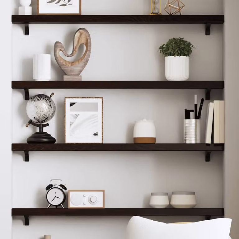 Ripiano da muro vidaXL in rovere massello marrone scuro L 80 cm x P 10 cm x H 4 cm