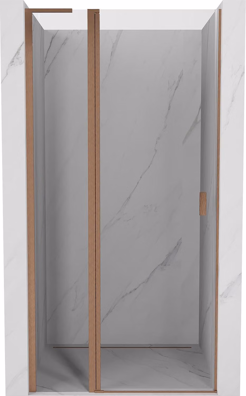 Mexen Mist L porta doccia a battente 110 cm, trasparente, rame spazzolato - 8A4L-110-000-65-00