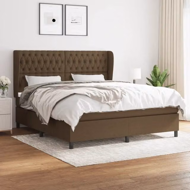 Letto Ibrido vidaXL con Giroletto a Molle e Materasso, Marrone e Bianco, L/P/H: 180 x 203 x 128 cm – 1