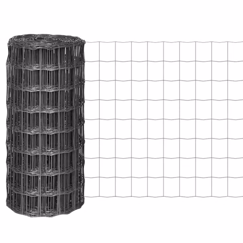 Recinzione Euro vidaXL in acciaio rivestito in PVC, Grigia, L: 10 m, H: 0,8 m