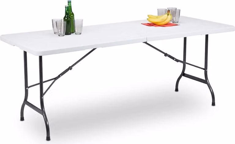 Tavolo da giardino BDW Tavolo pieghevole 180x75 cm con maniglia di trasporto in plastica
