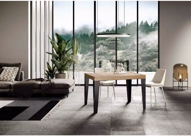 Tavolo allungabile ITAMOBY Flame Premium in Quercia Natura con telaio Antracite L: 140-400 cm, P: 90 cm