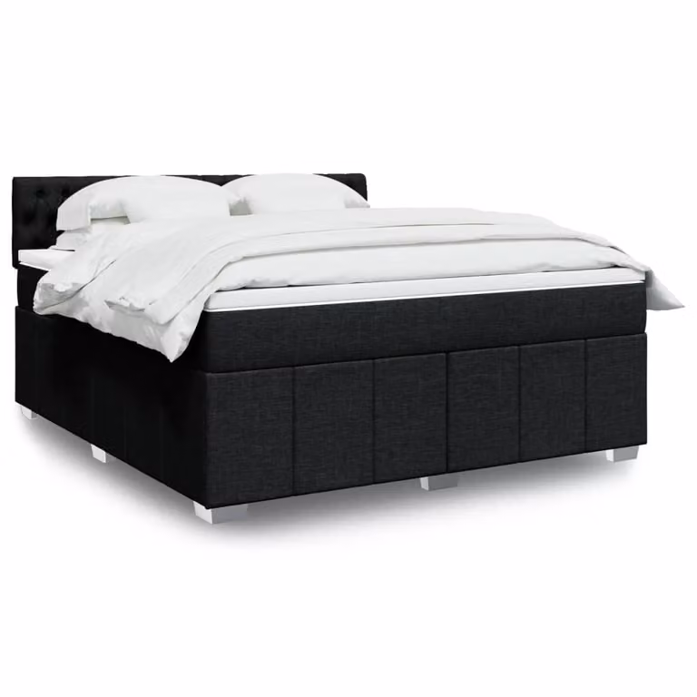 vidaXL Giroletto a Molle con Materasso Ibrido in Tessuto Nero, L 180 cm x P 200 cm