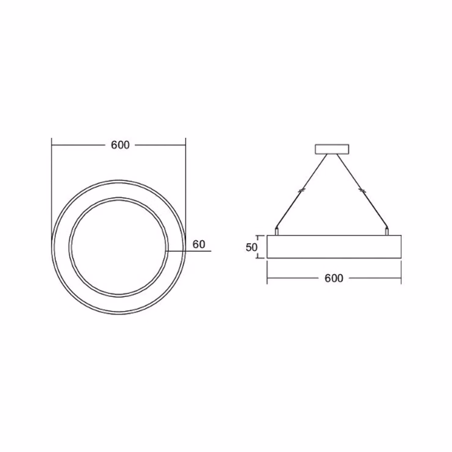 BRUMBERG Anello circolare Biro5 diretto Ø 60 cm DALI argento 840 Biro Circle Ring, dimmerabile, Alluminio / Grigio / Zincato, Studio / Ufficio, Alluminio, Moderno