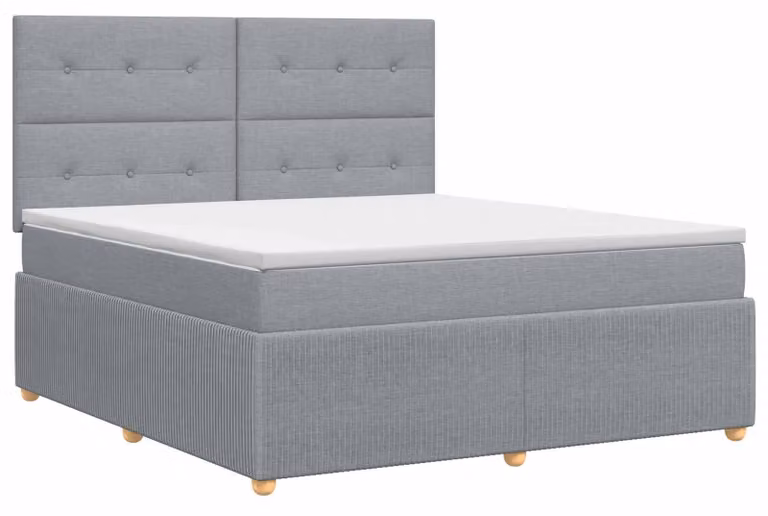 Letto a molle con materasso grigio chiaro 140 x 190 cm in tessuto