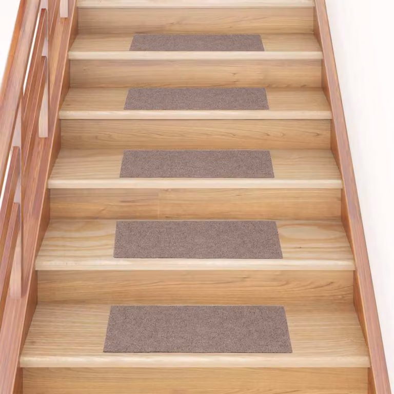 Set di 15 tappetini per scale autoadesivi vidaXL, rettangolari, marrone chiaro, 60 x 25 cm
