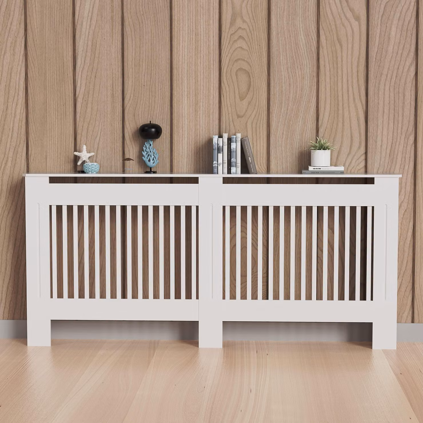 Copertura in legno per radiatori, altezza 92 cm, colore bianco