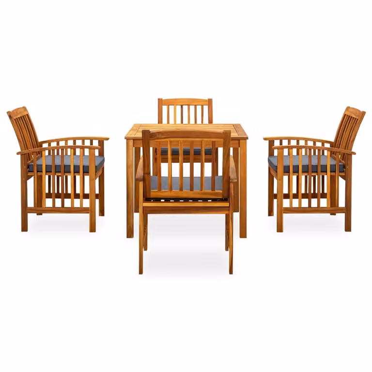 Set da Pranzo da Giardino 5 pz con Cuscini Massello di Acacia