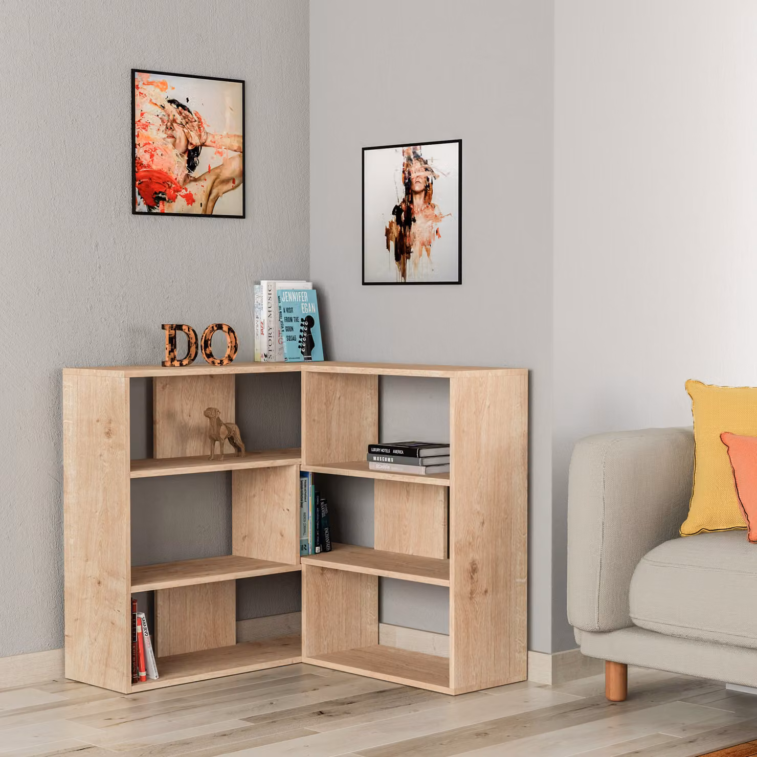 Libreria angolare bassa MAURICIO n. 3 in rovere