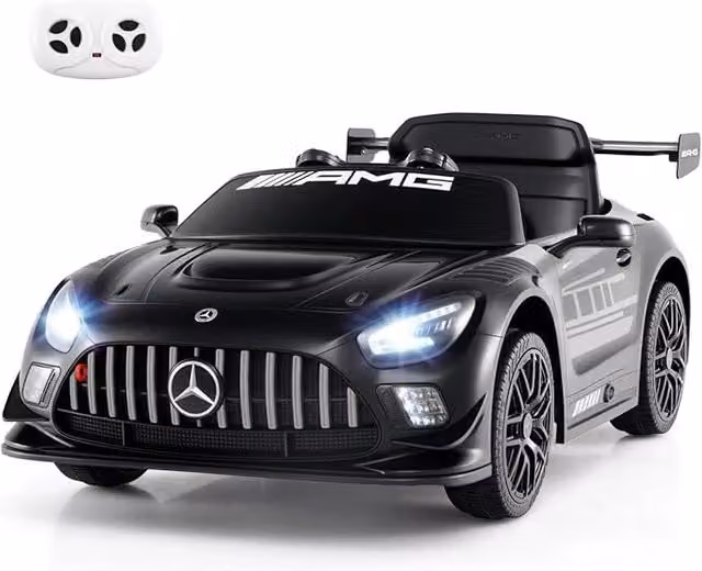 Macchina Elettrica per Bambini, Mercedes Auto Cavalcabile con Telecomando 3 Velocità Luci LED Musica e Connessione Senza Fili, Partenza Morbida, 4,5 Km/h, 3+ Anni (Nero)