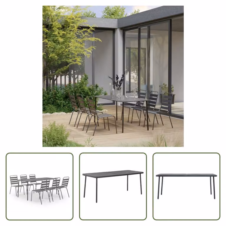 The Living Store Set da pranzo da giardino 7 pezzi acciaio grigio scuro