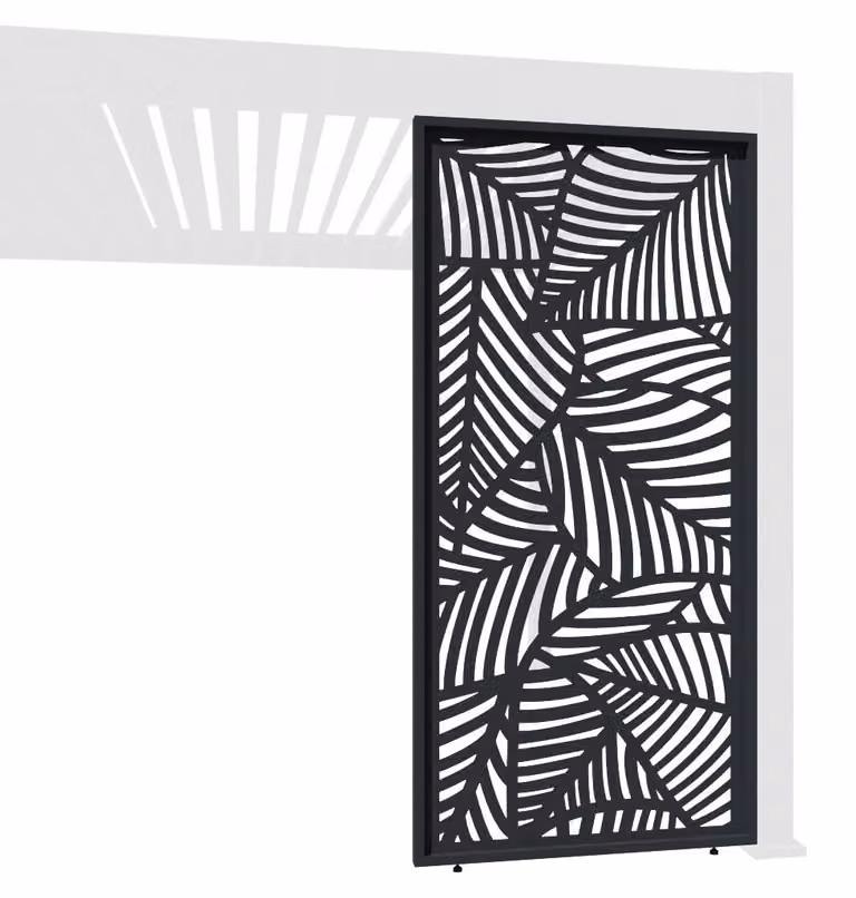 Pannello decorativo laterale per pergola, design a foglia, alluminio, colore antracite