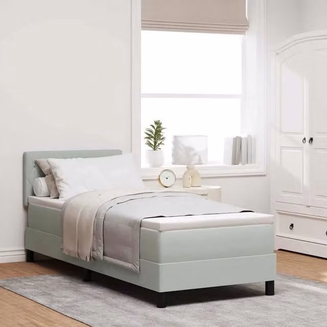 Letto a molle con illuminazione LED vidaXL in velluto grigio, L/P/H: 200 x 80 x 83 cm – 1