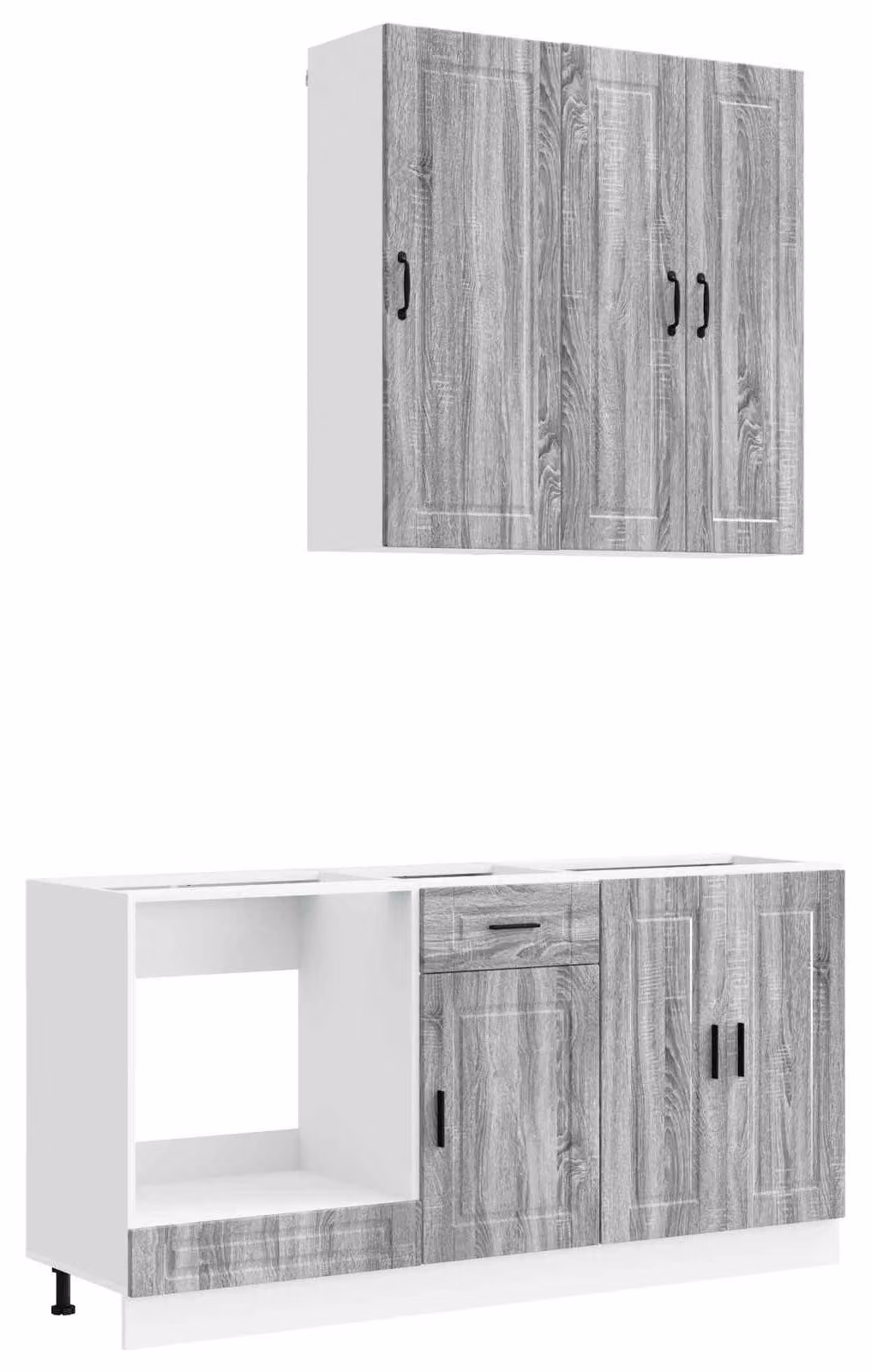 Set di cucina PORTO, 5 pezzi, finitura Sonoma grigio, legno ingegnerizzato