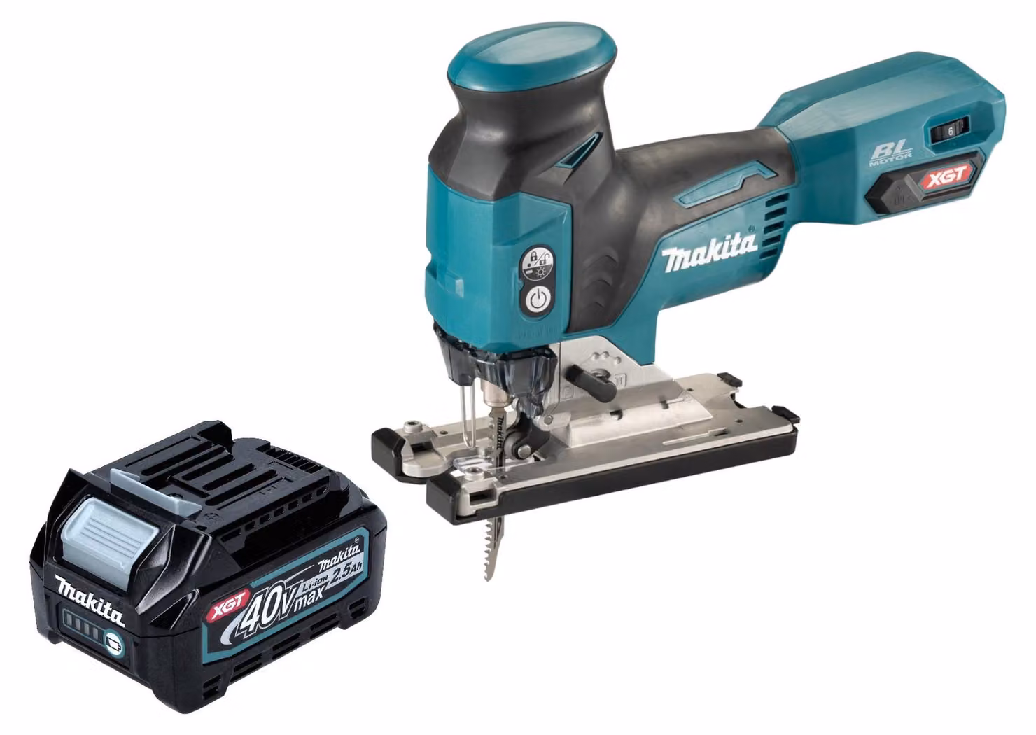 Makita JV 001 GD1 Seghetto alternativo a batteria 40 V max. 135 mm brushless + 1x batteria ricaricabile 2,5 Ah - senza caricabatterie
