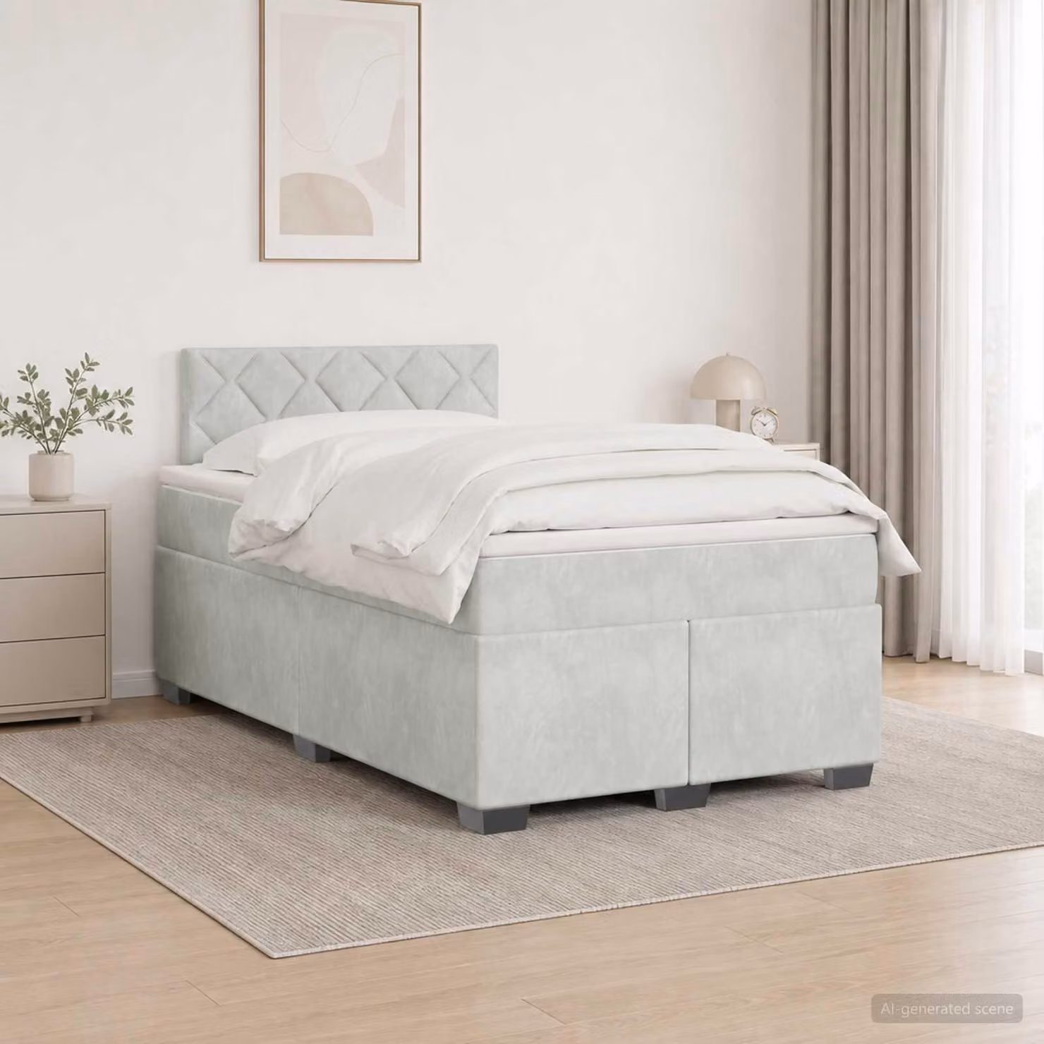 Maison Exclusive - Letto boxspring con materasso grigio chiaro 120 x 190 cm velluto