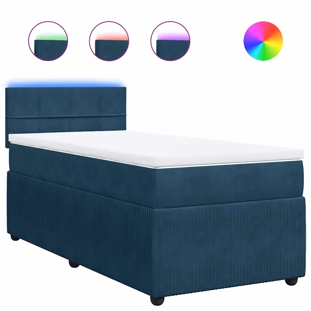 Letto Ibrido vidaXL con Materasso Blu e Struttura in Velluto, L/P/H: 90 x 190 x 100,5 cm – 2