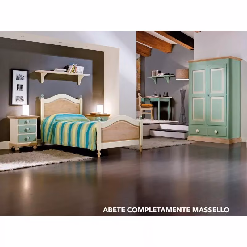 Armadio a 2 ante in legno di abete stile shabby chic verde e marrone Mobili 2G L: 127 cm, P: 60 cm, H: 200 cm – 2