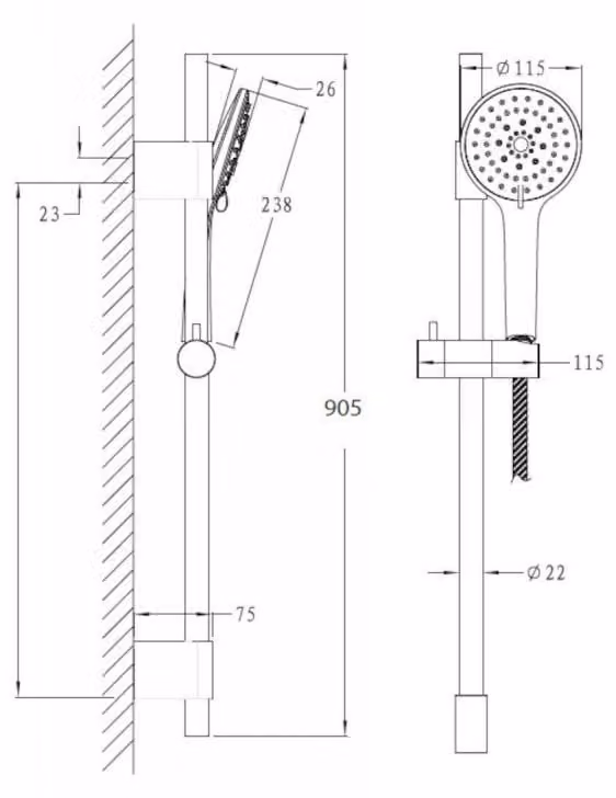 SIKO set doccia rotondo, 90 cm SIKOBSSSK91