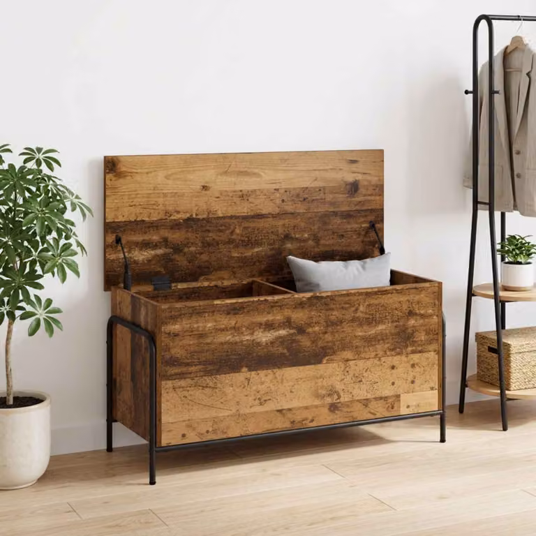 Scatola di stoccaggio vidaXL in legno antico marrone L 80 cm, P 40 cm, H 49,5 cm