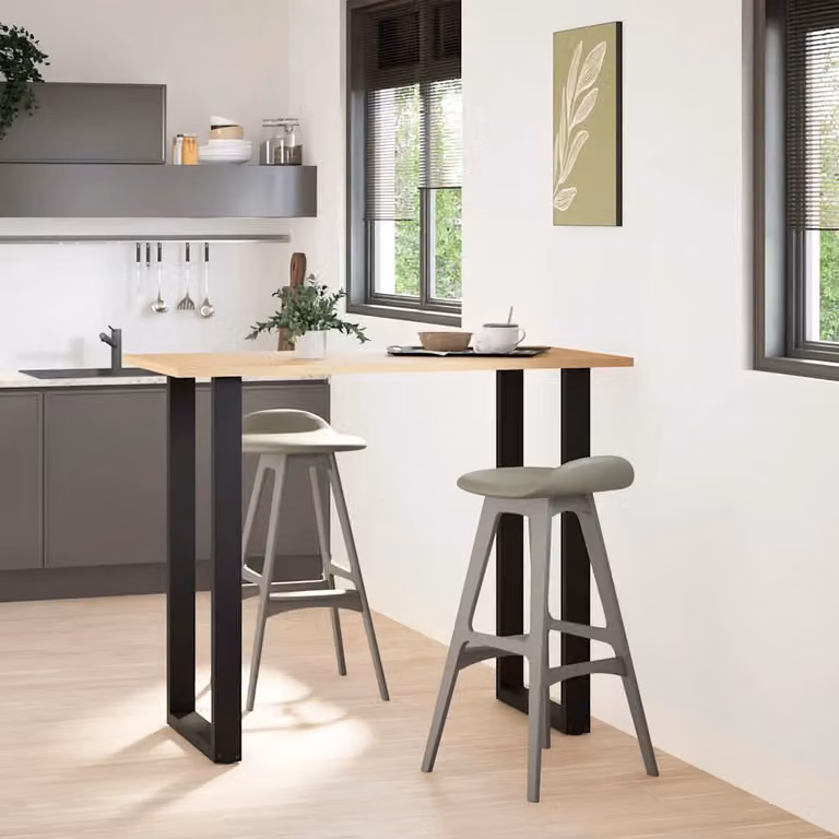 vidaXL Gambe per tavolo da bar a forma di U 2 pz nere 60x(110-111) cm